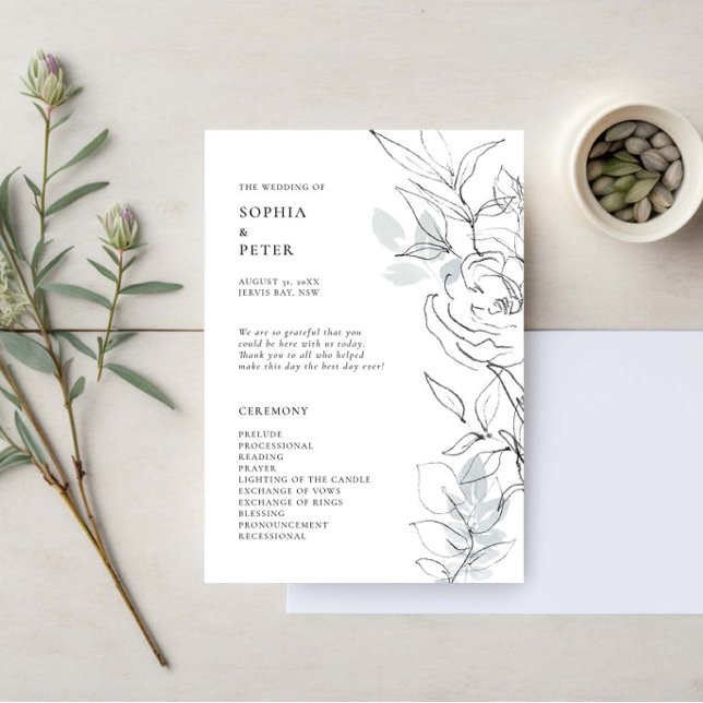 Botanical Foliage Sketch Ceremony Program (Creator Uploaded)