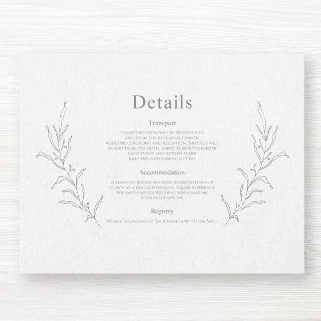 Botanical Foliage Sketch Drawing Elegant Modern Enclosure Card (Creator Uploaded)