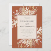 Botanical Foliage Terracotta Cream Wedding Invitation (Front)