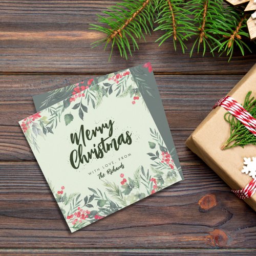 Botanical Foliage_themed Christmas Dinner Party  Holiday Card