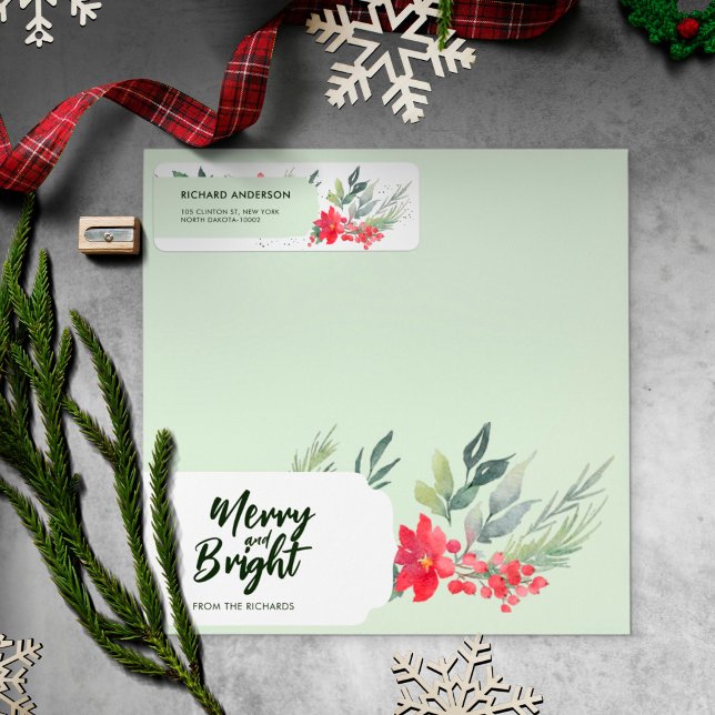 Botanical Foliage-themed Christmas Dinner Party  Label (Creator Uploaded)