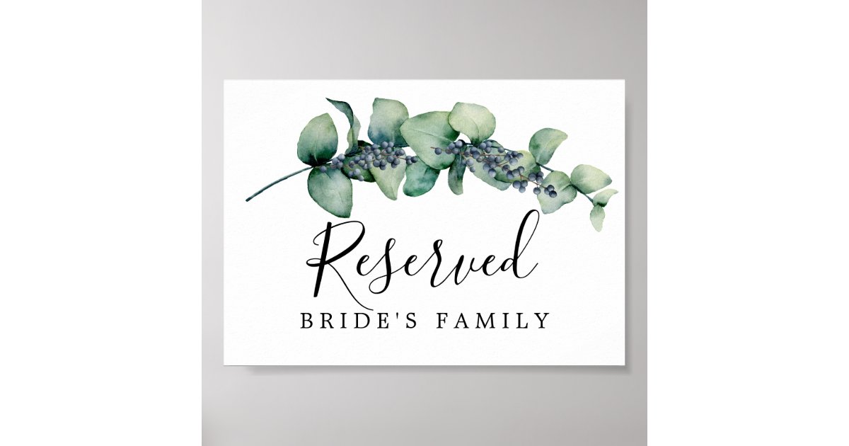 Botanical Foliage Wedding Reserved Sign | Zazzle