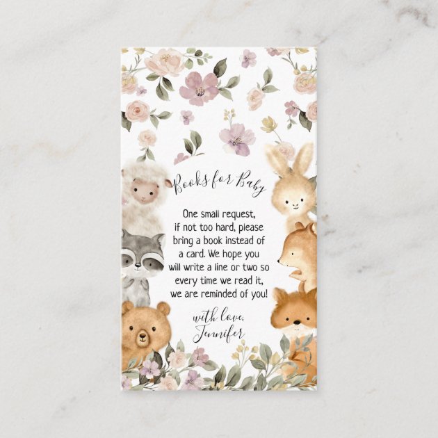 Botanical Forest Animal Books for baby Enclosure Card