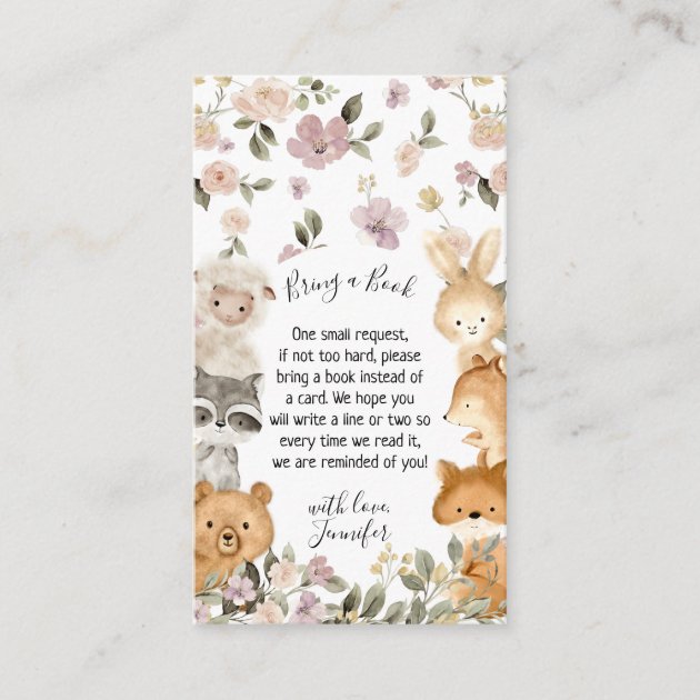 Botanical Forest Animal Bring book Enclosure Card