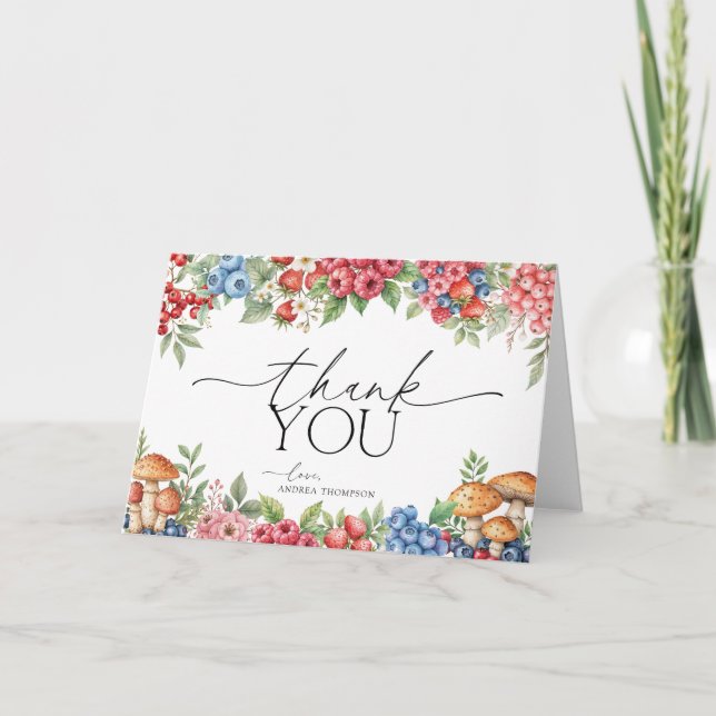 Botanical Forest Berries Sweet Letterpress Thank You Card (Front)