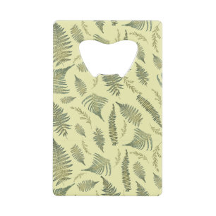 Botanical Forest Ferns 1.1 Yellow Cream BG Credit Card Bottle Opener