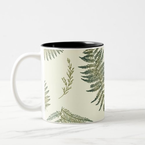 Botanical Forest Ferns 11 Yellow Cream BG Two_Tone Coffee Mug