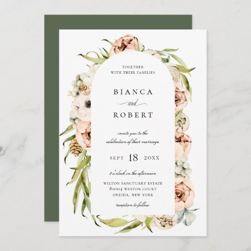 Botanical Forest Floral Arch Frame Wedding Invitat Invitation