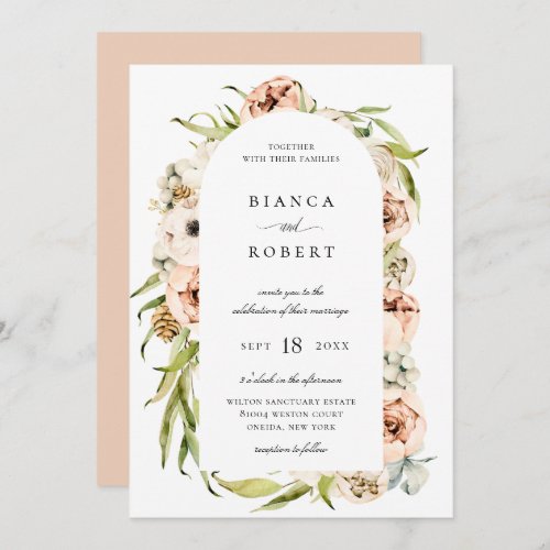 Botanical Forest Floral Arch Frame Wedding Invitation