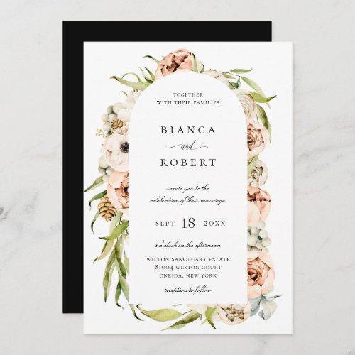 Botanical Forest Floral Arch Frame Wedding Invitation