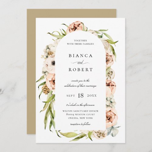 Botanical Forest Floral Arch Frame Wedding Invitation