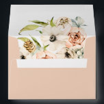 Botanical Forest Floral Peach Return Address Envelope<br><div class="desc">Chic solid dusty peach color 5x7 envelope with return address on back flap. Envelope is lined with botanical forest floral,  foliage,  berries and pine cones.</div>
