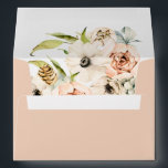 Botanical Forest Floral Peach Return Address Envelope<br><div class="desc">Chic solid dusty peach color 5x7 envelope with return address on back flap. Envelope is lined with botanical forest floral,  foliage,  berries and pine cones.</div>