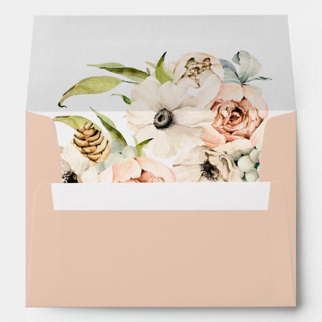 Botanical Forest Floral Peach Return Address Envelope (Back (Bottom))