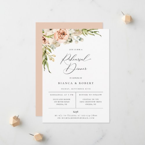 Botanical Forest Floral Rehearsal Dinner Announcement