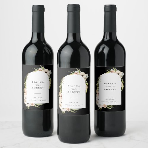 Botanical Forest Floral Wedding Wine Label