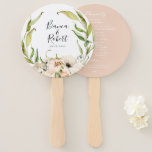 Botanical Forest Floral Wreath Wedding Hand Fan<br><div class="desc">Beautiful watercolor botanical forest foliage and garden floral wreath,  wedding program hand fans. Back features solid dusty peach color background and lines of text for a detailed list of the wedding party.</div>