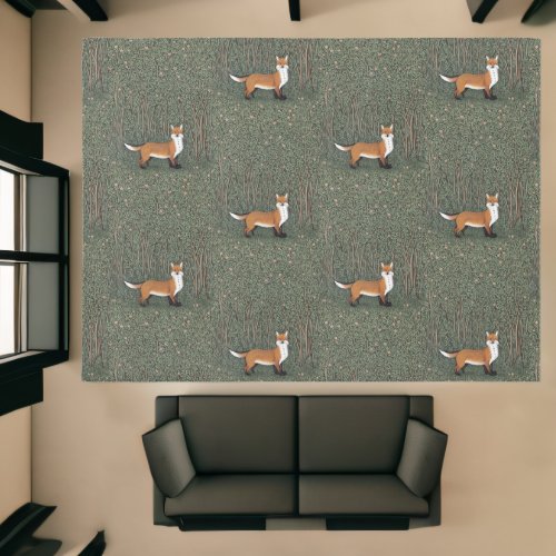 Botanical Forest Fox William Inspired Vintage Rug