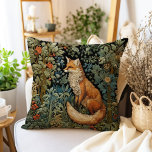 Botanical Forest Fox William Morris Inspired  Throw Pillow<br><div class="desc">This exquisite pillow features a whimsical design that brings a delightful fox amidst a lush forest to life,  surrounded by intricate botanical leaves and delicate art nouveau-style florals.</div>