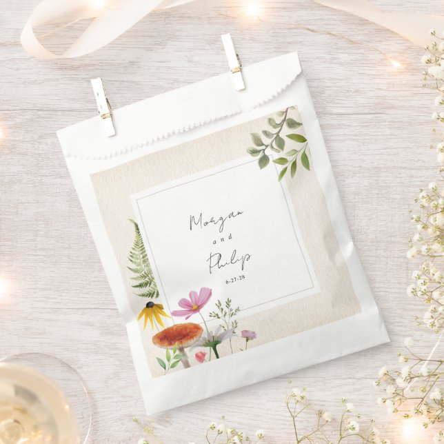 Botanical Forest Wedding Napkins Favor Bag (Clipped)