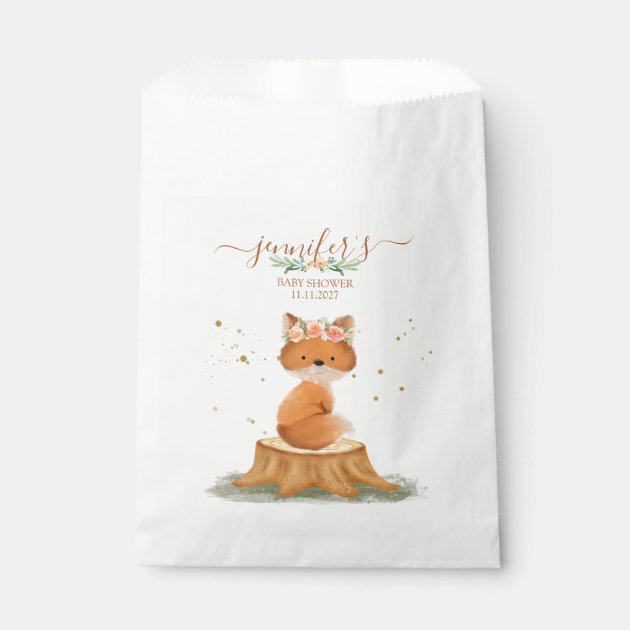 Botanical Fox Baby Shower Favor Bag