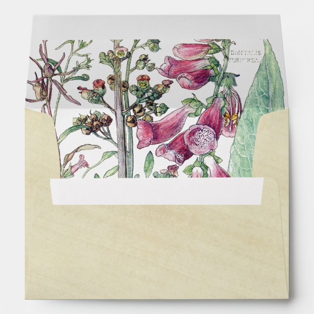 Botanical Foxglove Flowers Rice Paper Envelope (Back (Bottom))