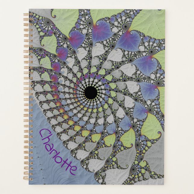  Botanical Fractal Art Personalized Spiral Planner (Front)