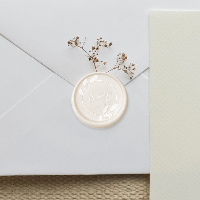 Botanical Frame Circle Wedding Monogram Wax Seal Stamp (Creator Uploaded)