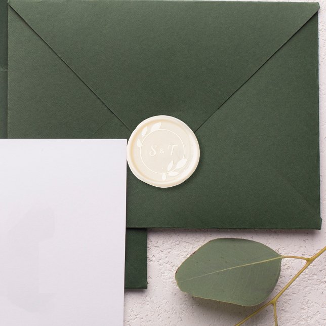 Botanical Frame Circle Wedding Monogram Wax Seal Sticker (Creator Uploaded)