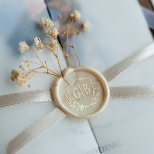 Botanical Frame Couple Monograms Wedding Wax Seal Stamp