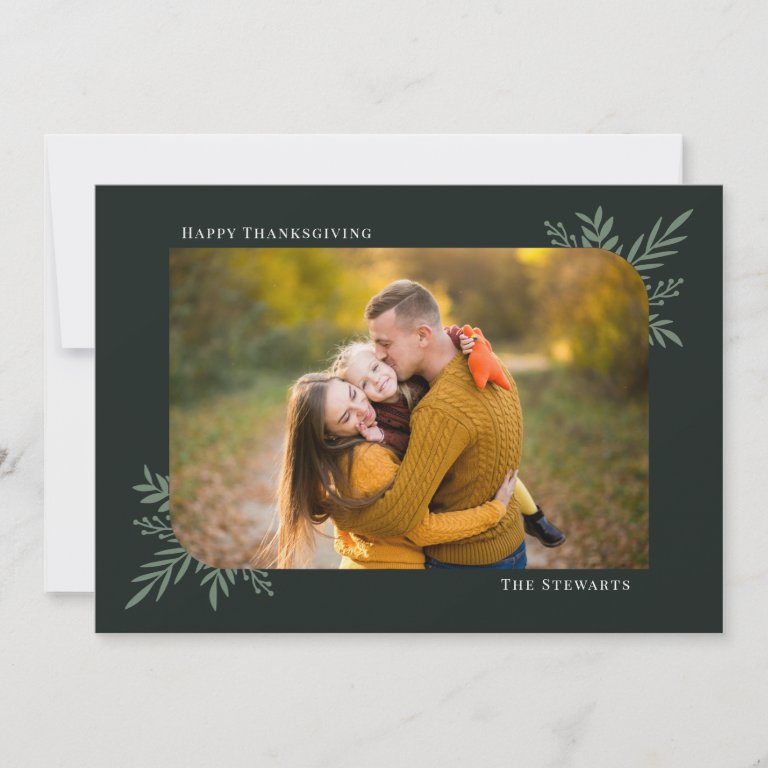 Botanical Frame Editable Color Thanksgiving Card
