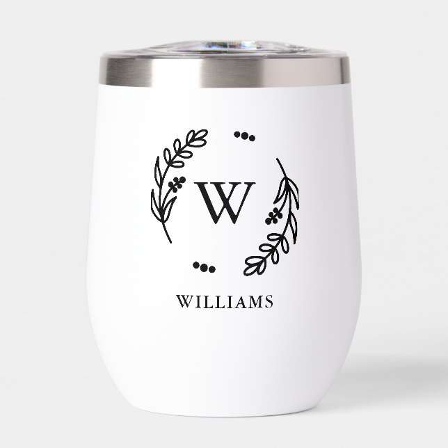 Botanical Frame Monogram Thermal Wine Tumbler (Front)