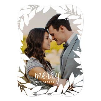 Botanical Frame Newlywed Holiday Photo Card