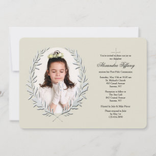 Botanical Frame Photo Religious Invitation