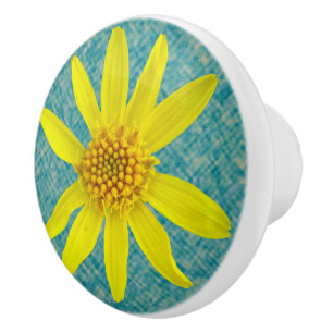 Botanical Fresh Yellow Wildflower on any Color Ceramic Knob