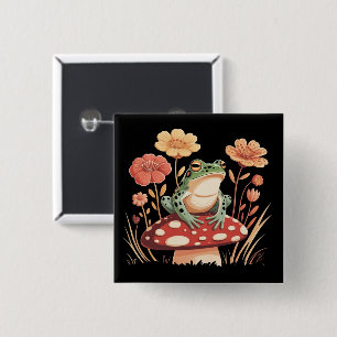 Botanical Frog Lovers Gifts Floral Flower Nature Button