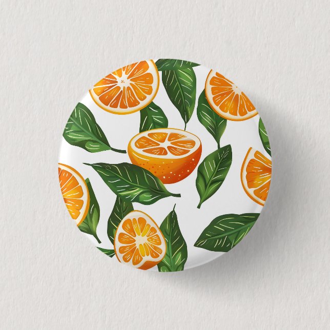 Botanical Fruit Orange Citrus Seamless Button (Front)
