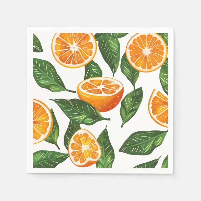 Botanical Fruit Orange Citrus Seamless Napkins (Front)