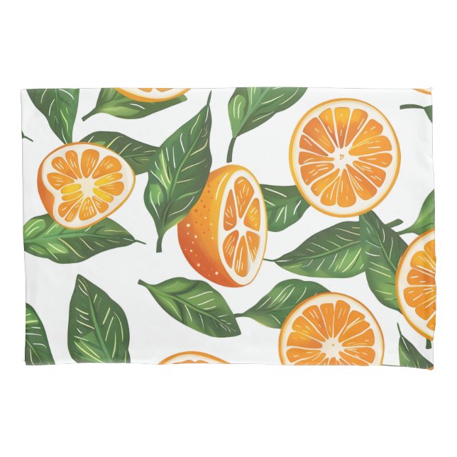 Botanical Fruit Orange Citrus Seamless Pattern Pillow Case (Front)