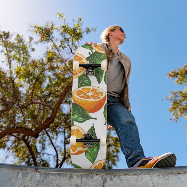 Botanical Fruit Orange Citrus Seamless Skateboard (Outdoor 1)
