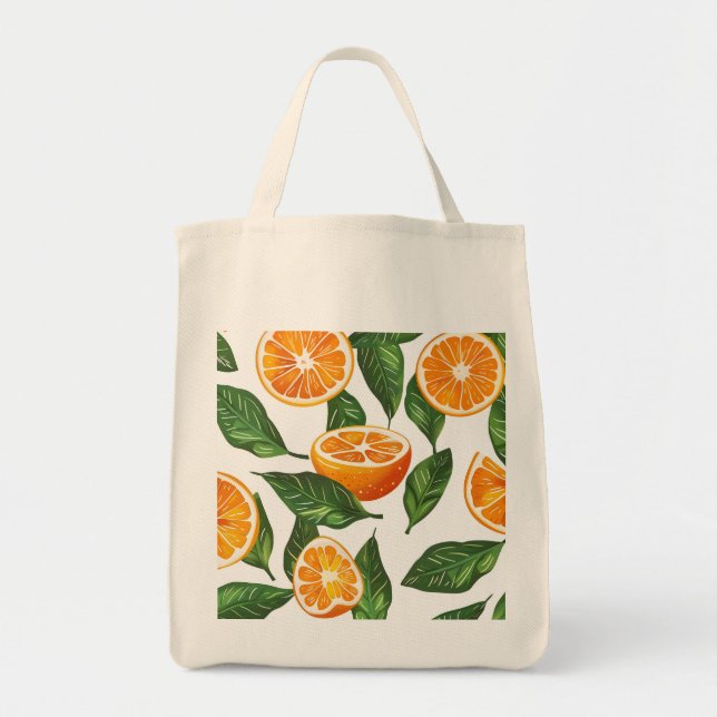 Botanical Fruit Orange Citrus Seamless Tote Bag (Front)