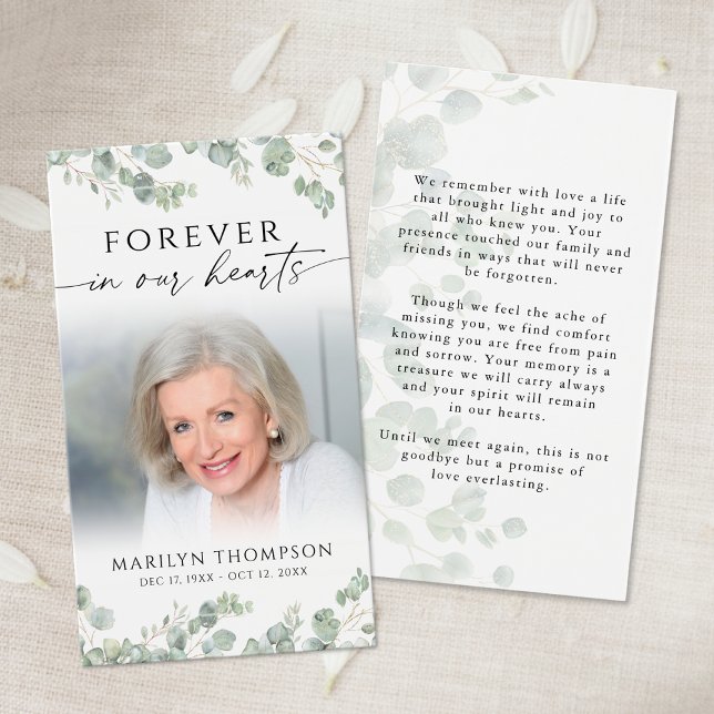 Botanical Funeral Memorial Photo Prayer Card (Creator Uploaded)