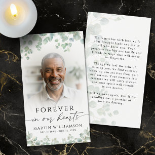 Botanical Funeral Memorial Photo Prayer Card