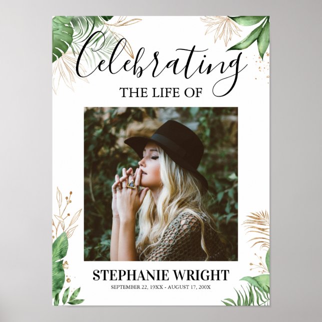 Botanical Funeral Welcome Sign Celebration of Life (Front)