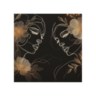 Botanical Fusion of Two Feminine Souls Wood Wall Art