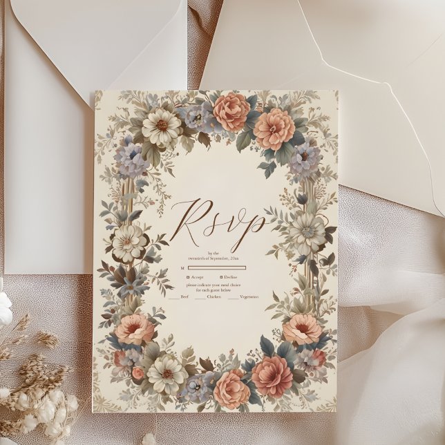 Botanical Garden Art Nouveau Wedding RSVP Card (Creator Uploaded)