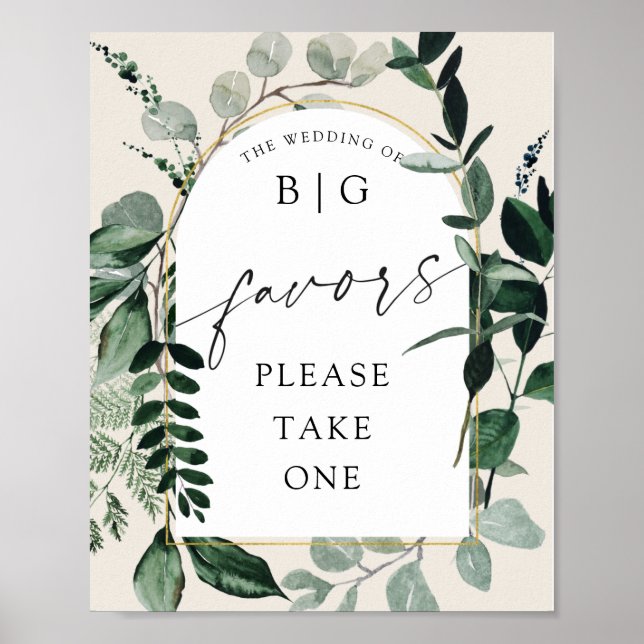Botanical Garden beige wedding favors table sign. Poster (Front)