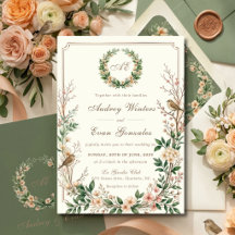 Botanical Garden Birds & Blooms Wedding Invitation