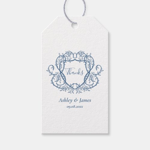 Botanical Garden Blue Thank You Crest Wedding Gift Tags