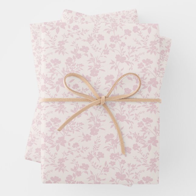 Botanical Garden Blush Pink - Neutral  Wrapping Paper Sheets (In situ)